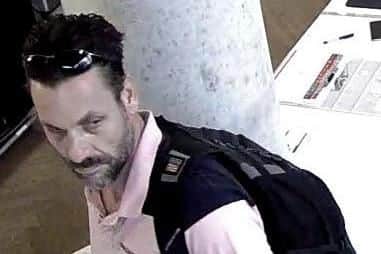 Clive Callaway, 47, of Malta Road, Buckland was jailed for a string of 'appalling' burglaries at Portsmouth Crown Court. Here he is spotted on CCTV at the Unite Students building in Greetham Street