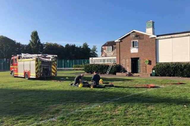 Firefighters at the scene of the fire. Picture: Kerrie Kilford