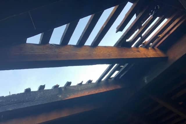 Damage to the clubhouse's roof. Picture: Kerrie Kilford