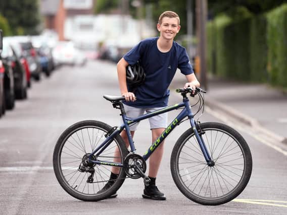 Callum Smart, of Cosham, pictured before his sponsored London to Brighton cycle ride.
Photo: Malcolm Wells