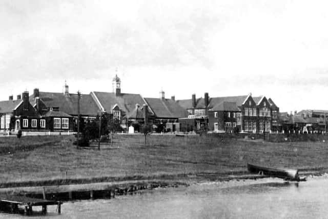 An early view of HMS Excellents eastern shore buildings taken from the western shoreline of Portsea Island. Picture: Barry Cox Collection