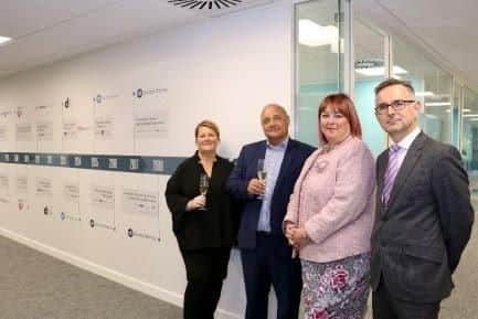 Luisa Partridge, group director of sales and marketing and Chris Read, managing director, at Dunstan Thomas with Karen Tyrrell, client & communications manager at Lakeside North Harbour and Philip Holmes, partner at Vail Williams