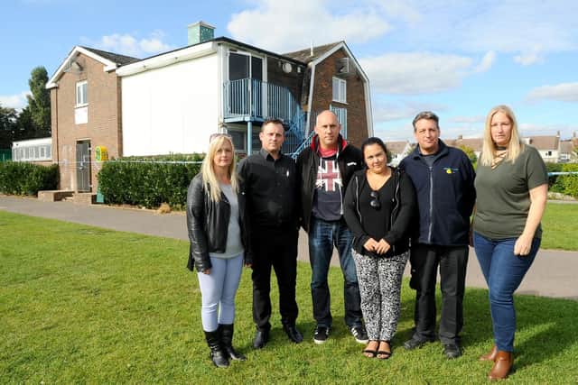 Left to right of Fleur de Lys Football Club volunteers: Vicki Brown, volunteer who runs the kitchen, Matthew Davies, committee member for Railway Triangle Cricket Club, Jerome Carroll, committee member for Soccer Tots, Nina Wheeler, mini fixtures secretary, Scott Andrews, team manager and assistant child welfare officer and Kerrie Kilford, club coordinator. Picture: Sarah Standing
