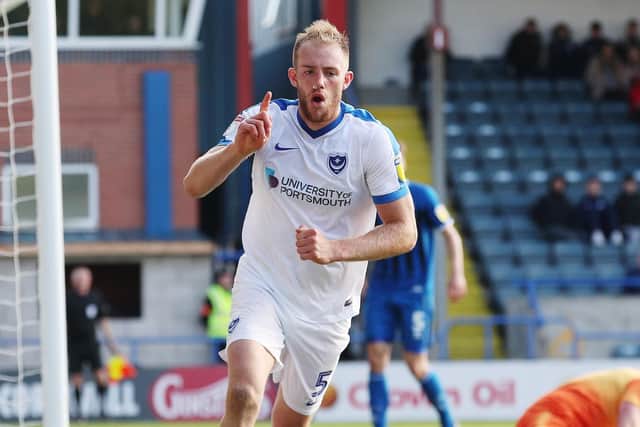 Matt Clarke celebrates his goal at Rochdale. Picture: Joe Pepler