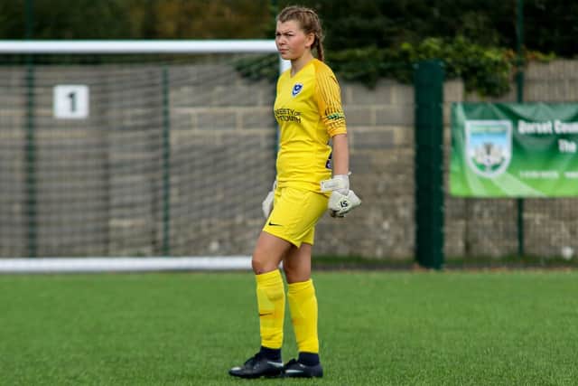 Keeper Jaime Rowlands had great debut for Pompey Women. Picture: Jordan Hampton