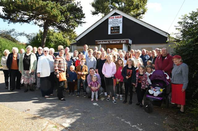 One of the congregations from St Johns Church, Locks Heath, outside the memorial hall