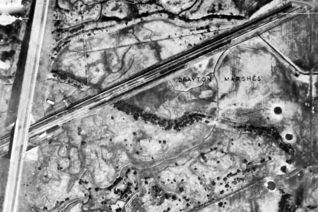 Farlington Marshes in 1945 before they were drained. No doubt many of you have played football at Farlington Marshes but before draining they were known as Drayton Marshes.