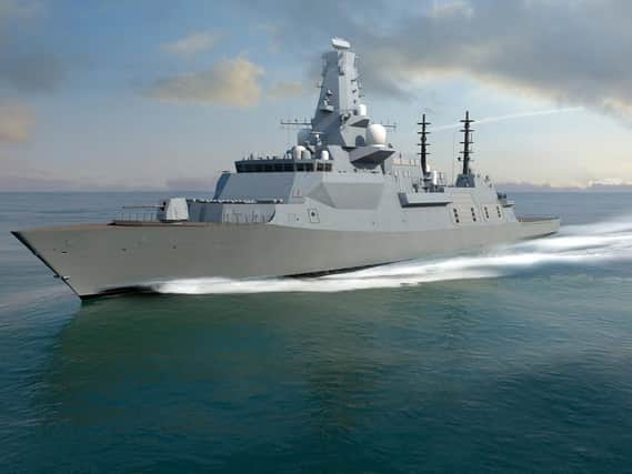 A computer-generated image of what the first Type 26 frigate will look like.