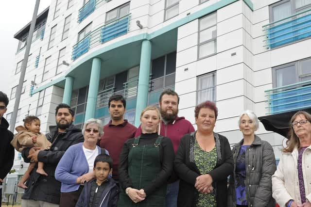 Residents at Southdown View have banded together in protest of the condition at the flats