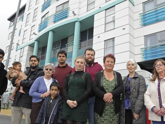 Residents at Southdown View have banded together in protest of the condition at the flats