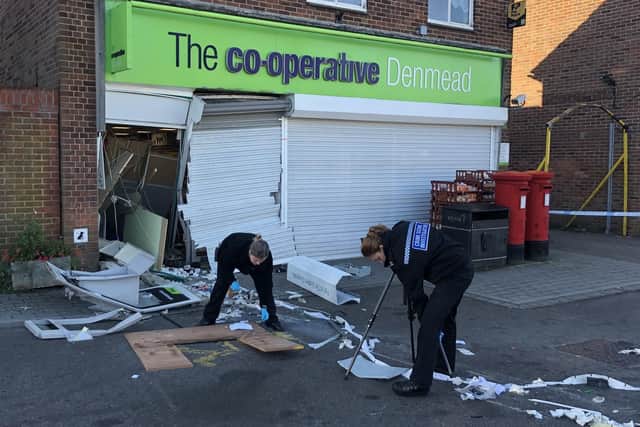 Forensics officers at Co-op in Hambledon Road in Denmead. Picture: Tamara Siddiqui