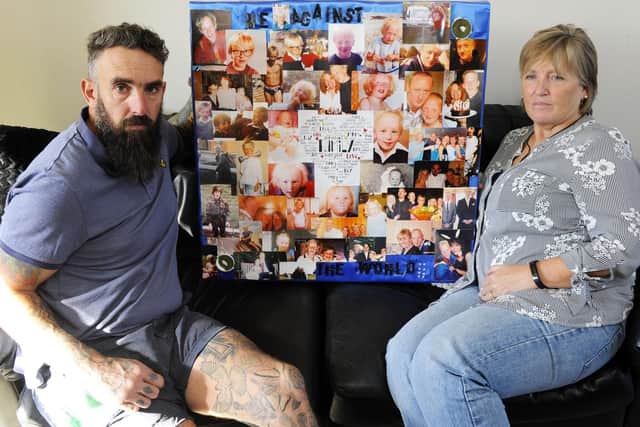 Eugene Scardifield with his mum Helen Smith, who lost their brother and son, Michael. Picture: Malcolm Wells