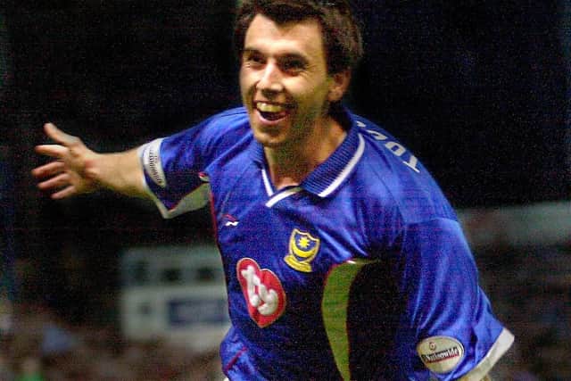 Svetoslav Todorov celebrates Pompey promotion in the 2002-03 title-winning campaign
