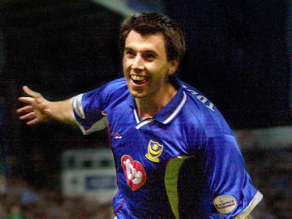 Svetoslav Todorov celebrates Pompey promotion in the 2002-03 title-winning campaign