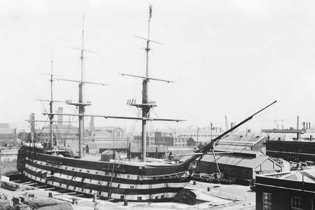 HMS Victory not long after she was placed in No2 dry dock. Picture: Robert James Collection