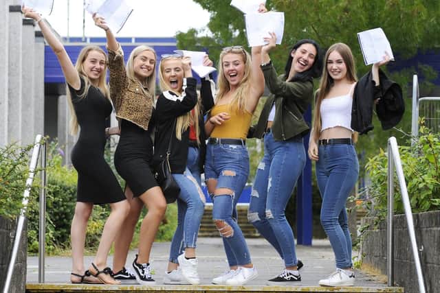 Pupils celebrating GCSE results at Horndean Technology College
