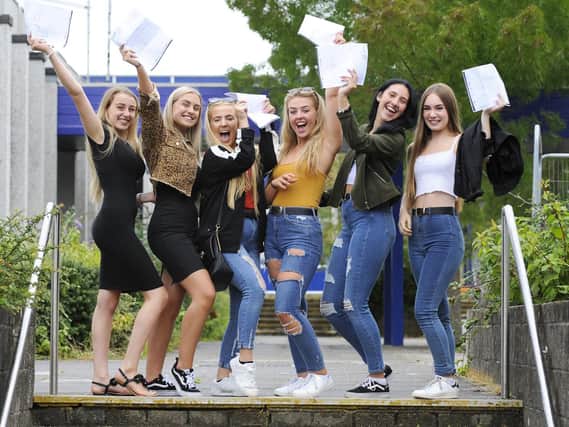 Pupils celebrating GCSE results at Horndean Technology College