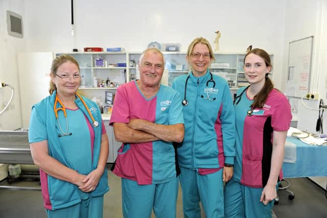 The veterinary team at PDSA Portmouth from left to right, vets Sarah Coombes, Gordon Matthews, Sally McCallum and Emily Sharp.