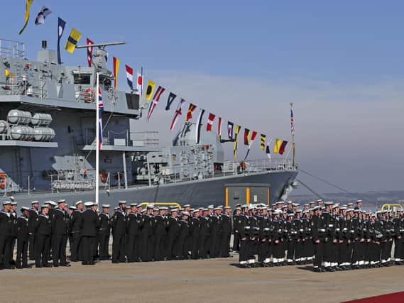 The ship's company of HMS Kent, at this morning's rededication ceremony. Picture: Royal Navy