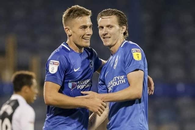 Pompey loanees David Wheeler, left, and Joe Mason. Picture: Robin Jones