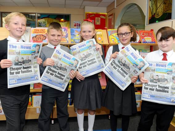 Pictured is, left to right, Pupils at St Paul's Catholic Primary School in Paulsgrove, Harrison Goodchild (10), Oliver Bazylczyk (10), Poppy Edwards (10), Faith Betty (10) and Lewis Crosby (11). Picture: Sarah Standing (180758-5697)