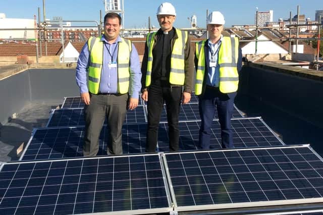 Bright idea: The cathedral linked up with Portsmouth City Council to install the 24-panel solar array