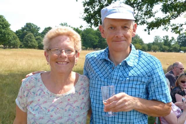 Andrew with his twin, Julie on their 60th family birthday party