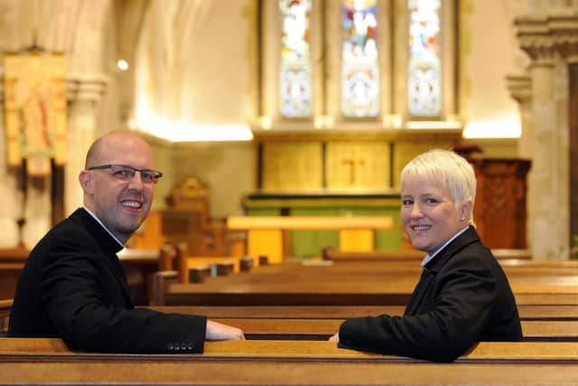 The Reverend David Morgan with his wife The Reverend Vickie Morgan at St Faith's Church