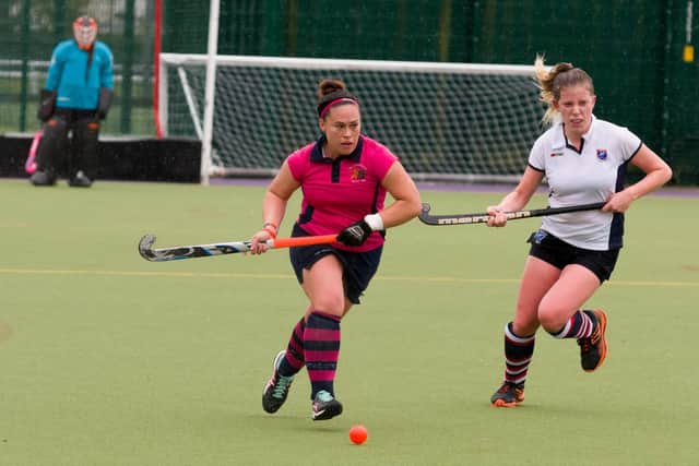 Nadia Moore gets City of Portsmouth Ladies moving forward against Aldershot & Farnham seconds. Picture: Duncan Shepherd