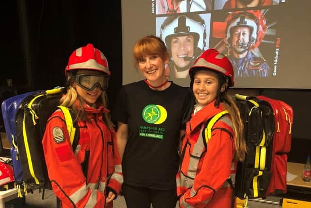 Students involved in air ambulance training