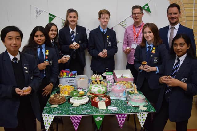 Priory School students with their cakes and Portsmouth South MP Stephen Morgan. Picture: Supplied