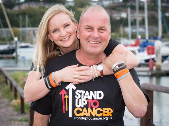 Simon Mayne, 57, from Ryde, and his daughter Katie, 34, from Portsmouth, are backing Stand Up For Cancer after Simon was diagnosed with an aggressive brain tumour in March