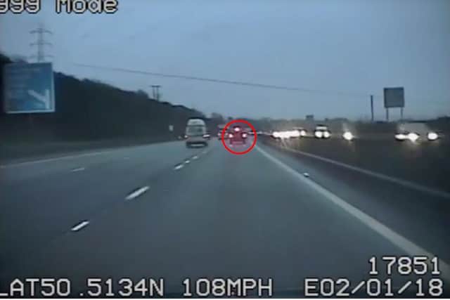 A still from the dashcam footage Picture: CPS/Solent News