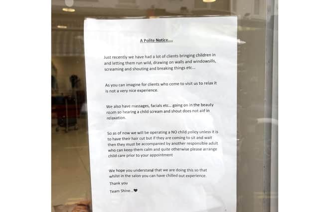 A copy of the letter that has gone up in Shine's window