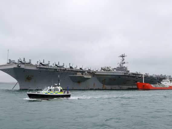 USS Harry S Truman is due to leave the Solent today after a five-day stop. Photo: Andrew Matthews/PA
