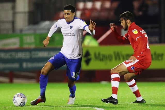 Louis Dennis made his Pompey debut against Crawley. Picture: Joe Pepler