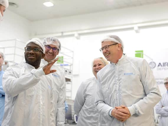 Science Minister Sam Gyimah visiting staff at Airbus in Hilsea