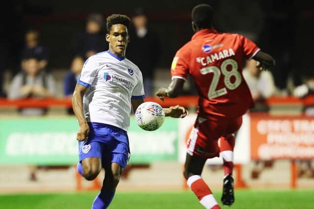 Haji Mnoga in the thick of the action against Crawley on Tuesday night. Picture: Joe Pepler