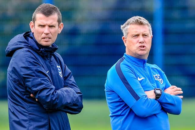 Pompey Academy boss Mark Kelly, right, and head of academy recruitment Dave Wright. Picture: Colin Farmery
