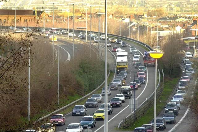 Heavy traffic on the M275 into Portsmouth
