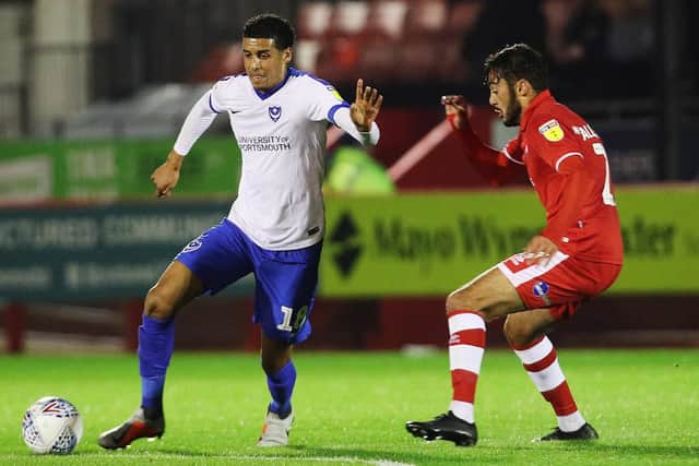 Louis Dennis made his Pompey debut against Crawley. Picture: Joe Pepler
