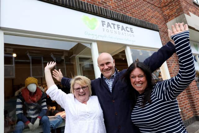 From left, store manager Tee Malinson, Fatface CEO Anthony Thompson, and Adrienne Heeley from Fatface HR department Picture: Chris Moorhouse