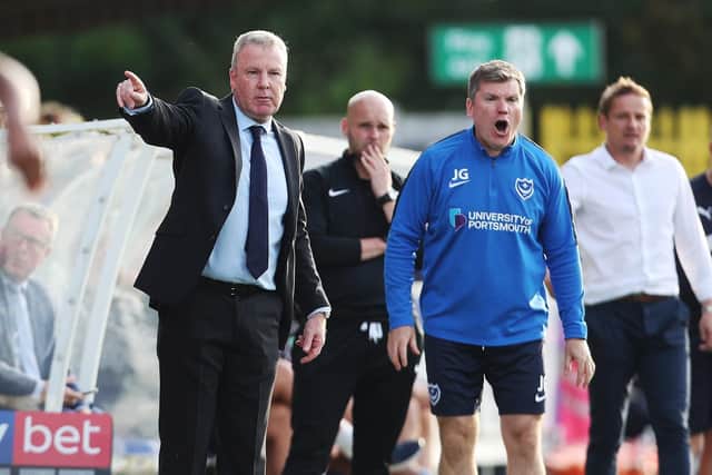 Pompey boss Kenny Jackett, left. Picture: Joe Pepler