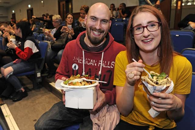 Nick Blick and Aysha Woolgar from Lymington enjoy a vegan lunch. Picture: Ian Hargreaves