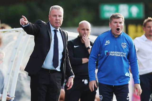 Kenny Jackett, left, and assistant boss Joe Gallen. Picture: Joe Pepler