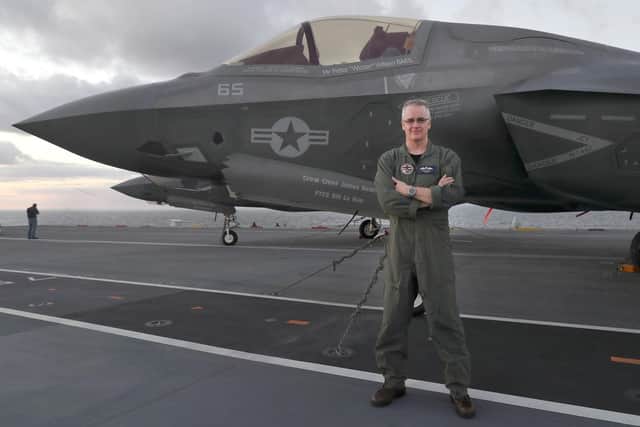 BAE Systems test pilot Peter Wilson, who carried out the world's first shipborne vertical rolling landing (SVRL) on board HMS Queen Elizabeth. Picture: Royal Navy / Crown Copyright