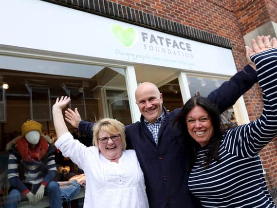 From left, store manager Tee Malinson, Fatface CEO Anthony Thompson, and Adrienne Heeley from Fatface HR department. Picture: Chris Moorhouse
