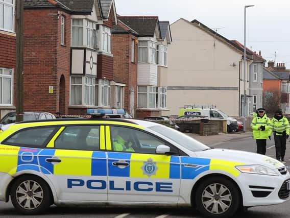 Police at the scene where two women were shot dead at a house in St Leonards, East Sussex. Picture: Gareth Fuller/PA Wire