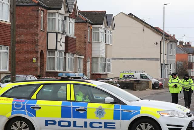 Police at the scene where two women were shot dead at a house in St Leonards, East Sussex. Picture: Gareth Fuller/PA Wire