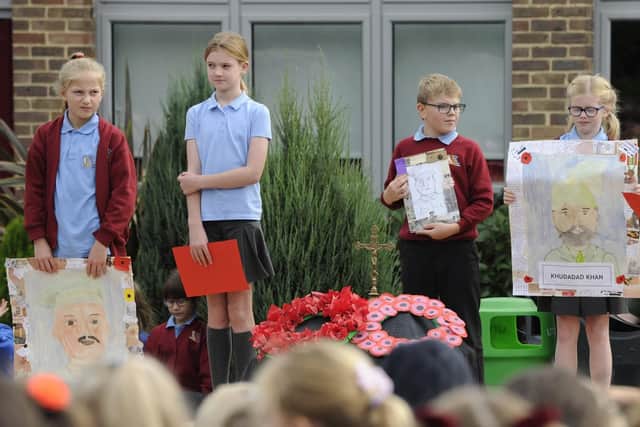 Children at Crofton Anne Dale Infant School in Stubbington have taken part in a ceremony in honour of remembrance Sunday.
Picture Ian Hargreaves (181002-3_remembrance)